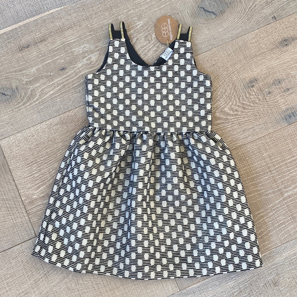 Size 2 - egg by susan lazar gold, black, crème party dress (NWT)